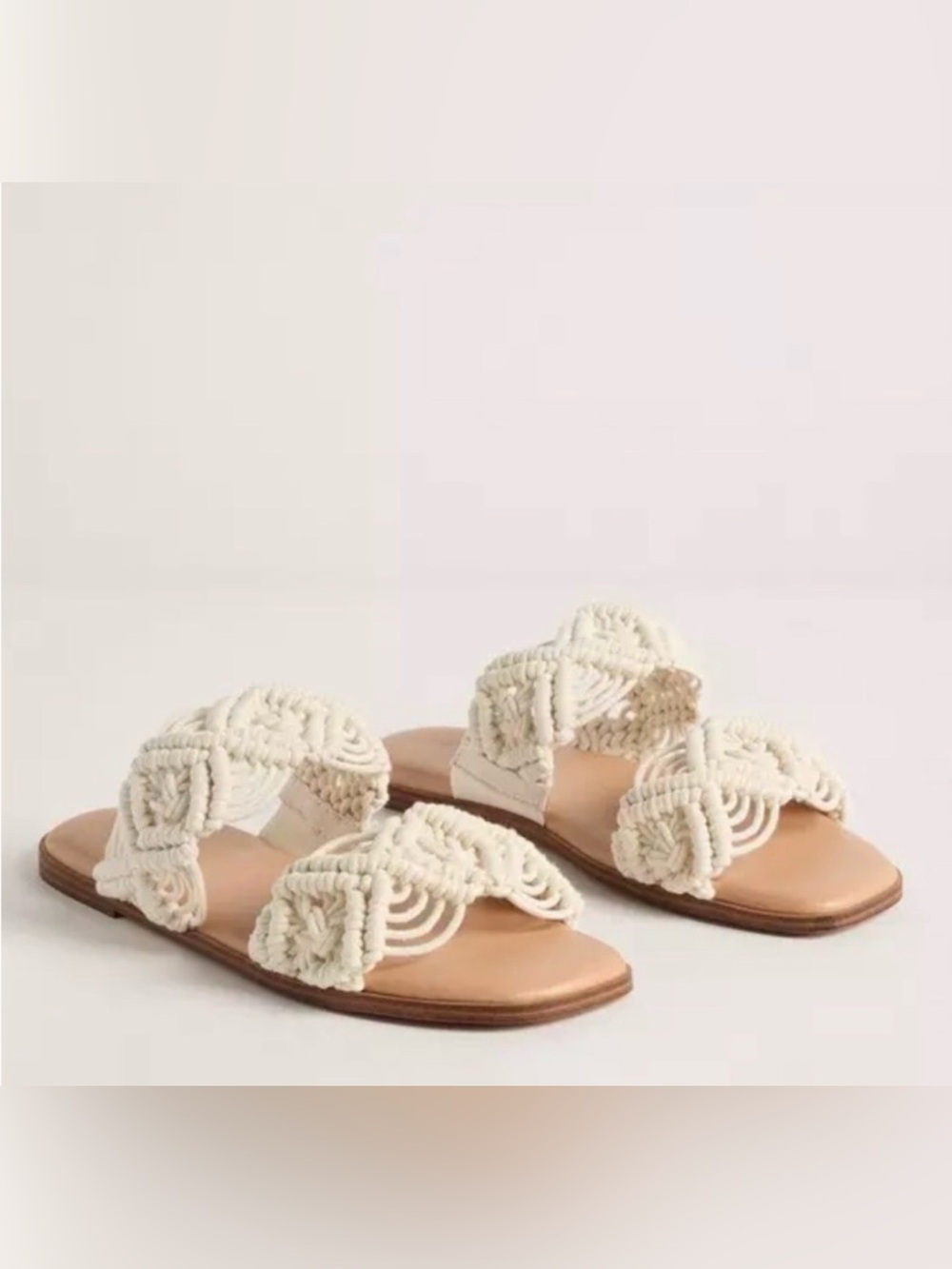 Torrid 11W - Cream Braided Macramé Slide Sandals